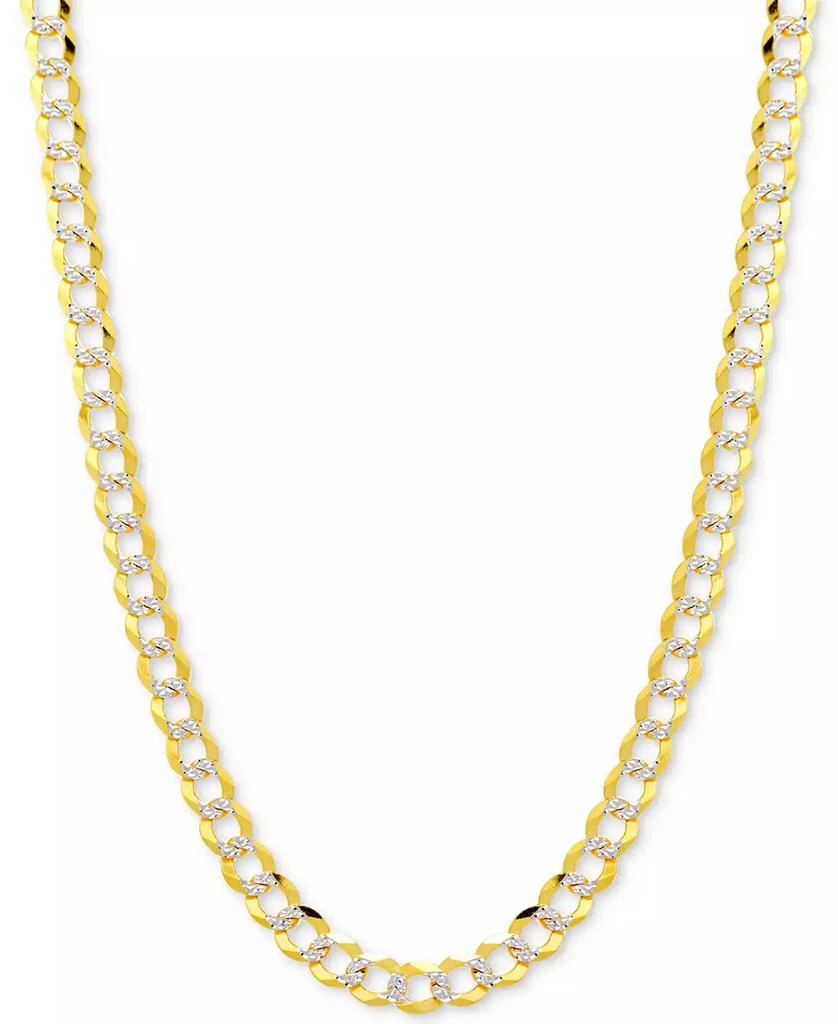 Italian Gold 18" Two-Tone Open Curb Link Chain Necklace (3-5/8mm) in Solid 14k Gold & White Gold