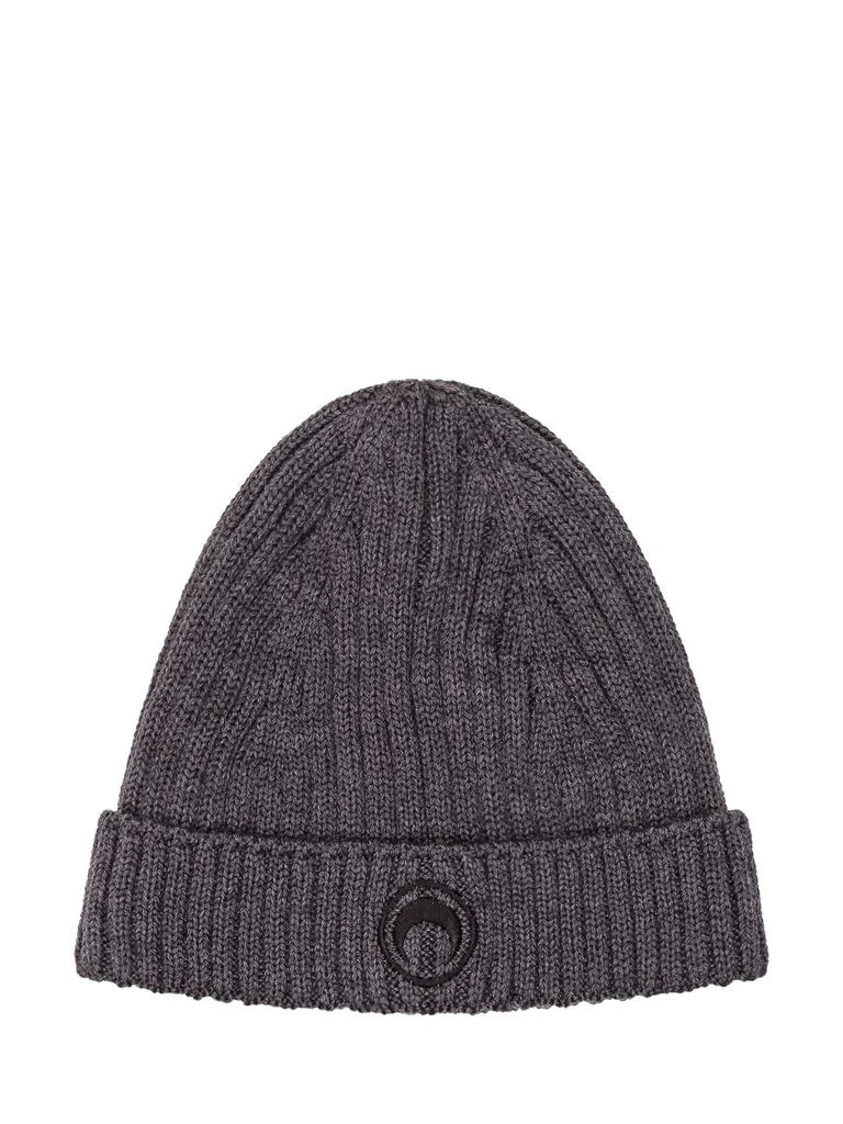 MARINE SERRE Marine Serre Crescent Moon Embroidered Ribbed Beanie 1