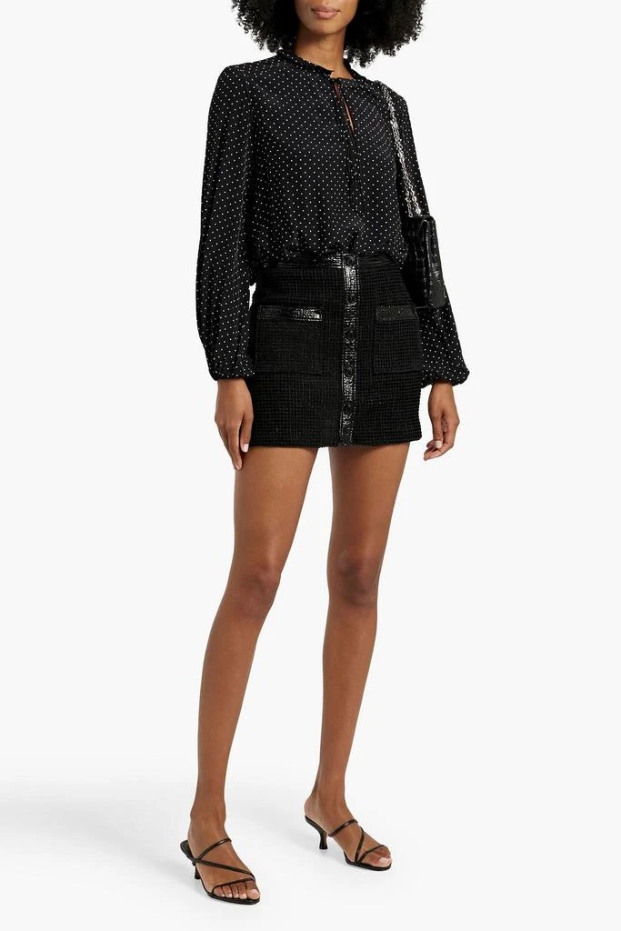 Maje Faux patent leather-trimmed cotton-blend tweed mini skirt 2
