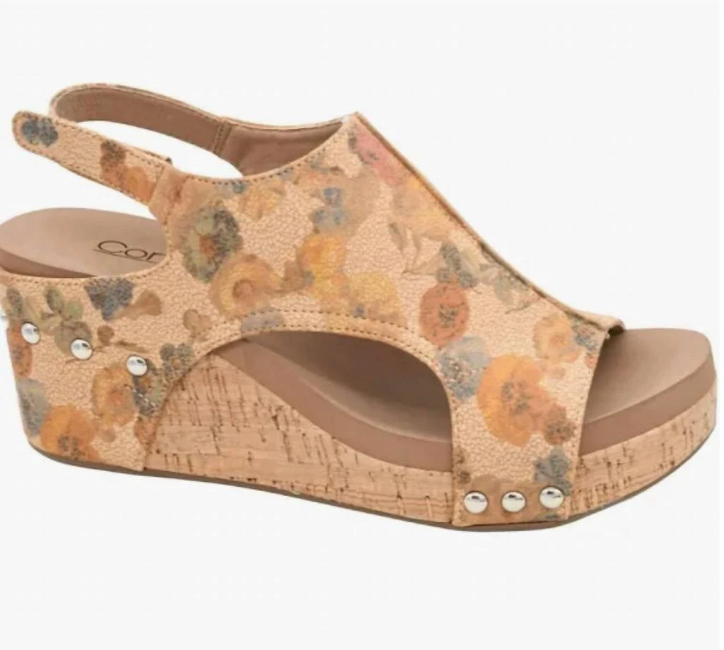 Corkys Footwear Women's Floral Wedge In Beige 1
