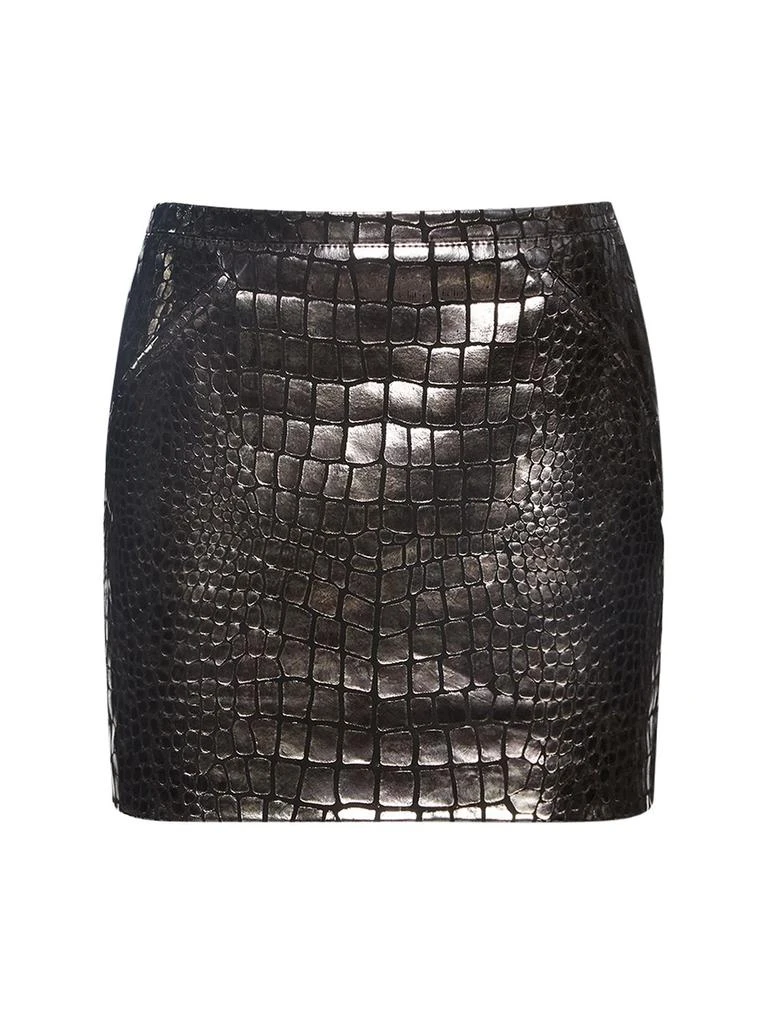 Tom Ford Croc Embossed Laminated Leather Skirt 1