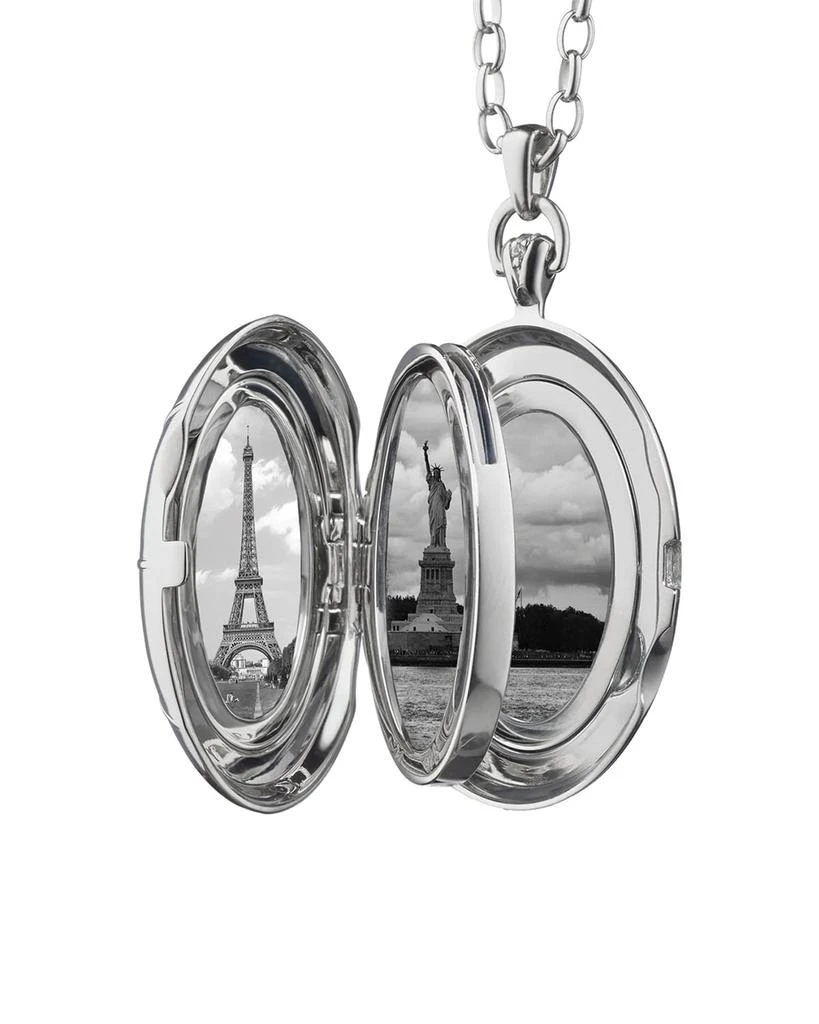 Monica Rich Kosann Sterling Silver Starburst Locket Necklace with White Sapphires 2