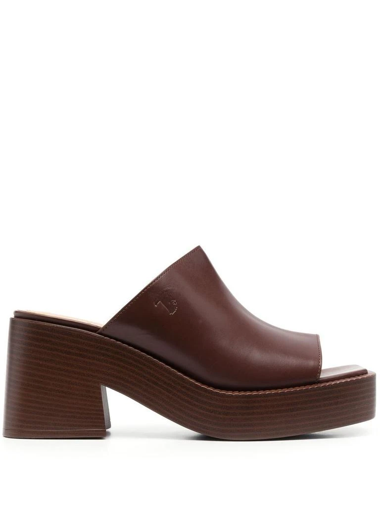 Tod's PLATFORM MULES IN BROWN LEATHER 1