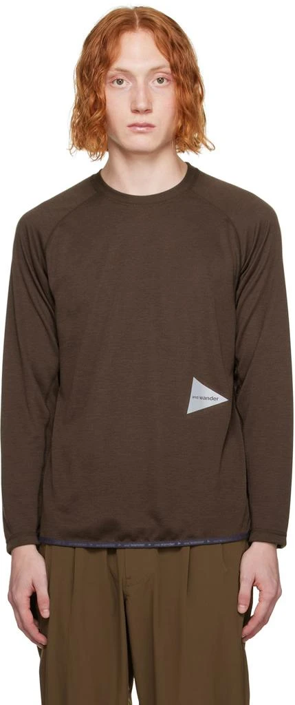 And Wander Brown Raglan Long Sleeve T-Shirt 1