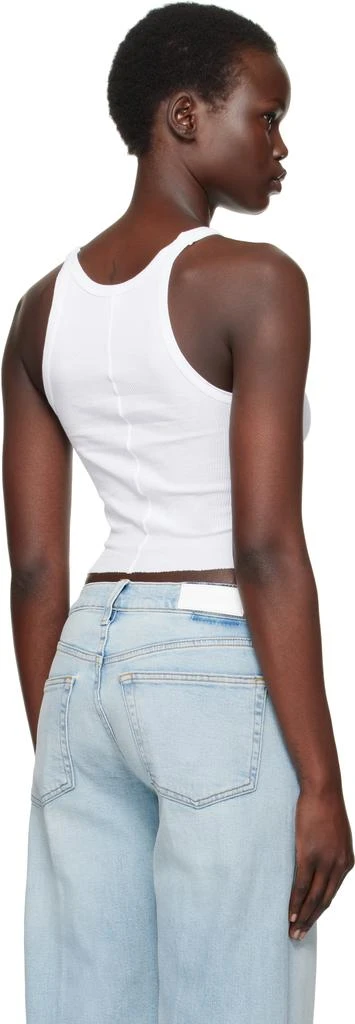 Re/Done White Hanes Edition Cropped Ribbed Tank Top 3