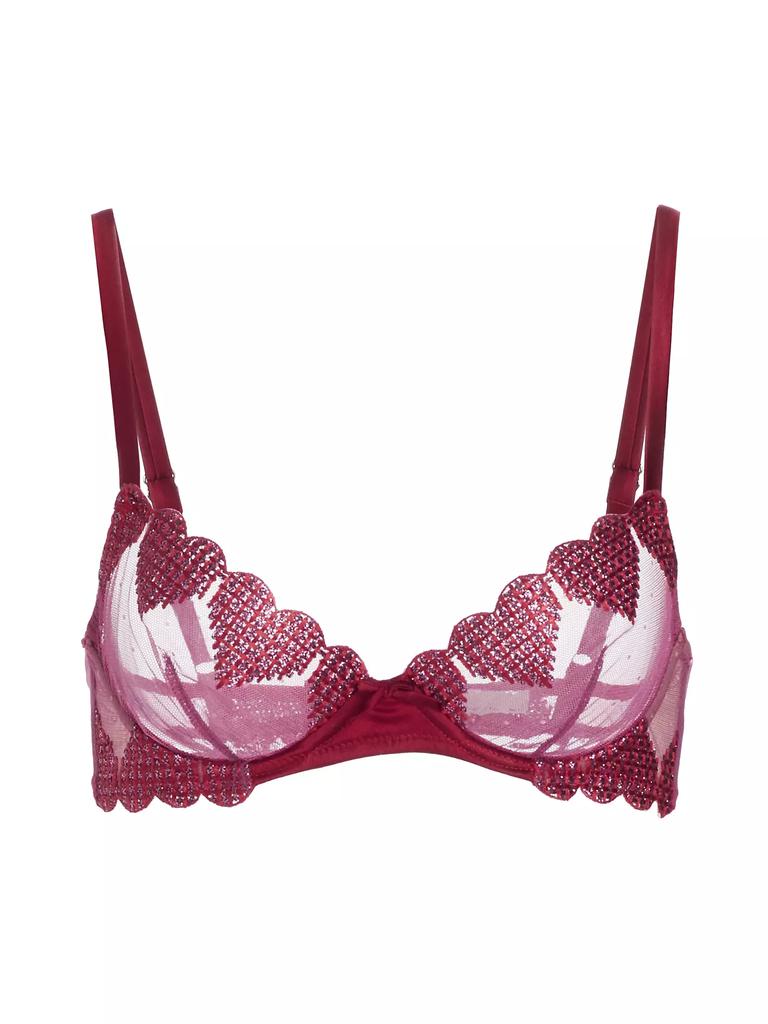 Fleur du Mal Heart Embroidery Demi Bra