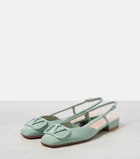 Valentino VLogo Signature leather slingback flats 4