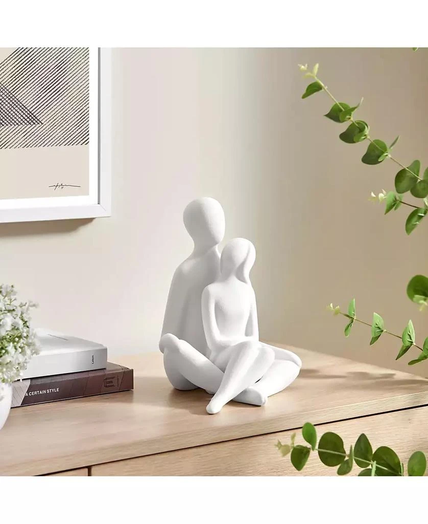 Danya B Hans White Abstract Sitting Couple Matte Ceramic Sculpture Set 5