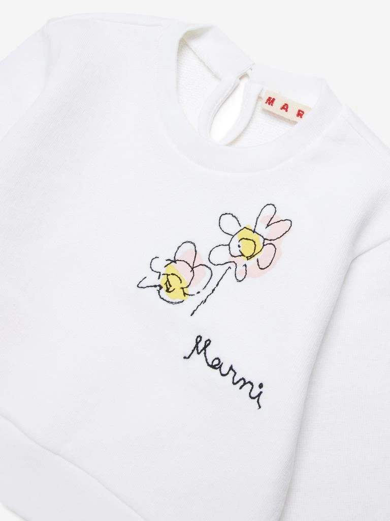 Marni MARNI Baby Girls Embroidered Flower Logo Sweatshirt in White 3