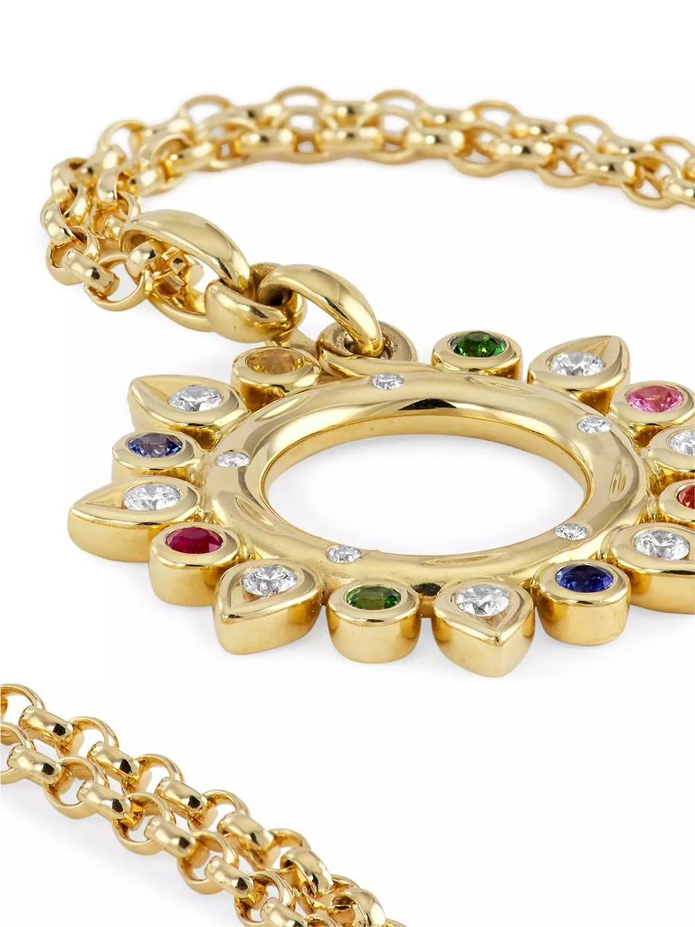 Tamara Comolli Gypsy 18K Yellow Gold, Diamond, Sapphire & Tsavorite Sun Pendant Necklace 4