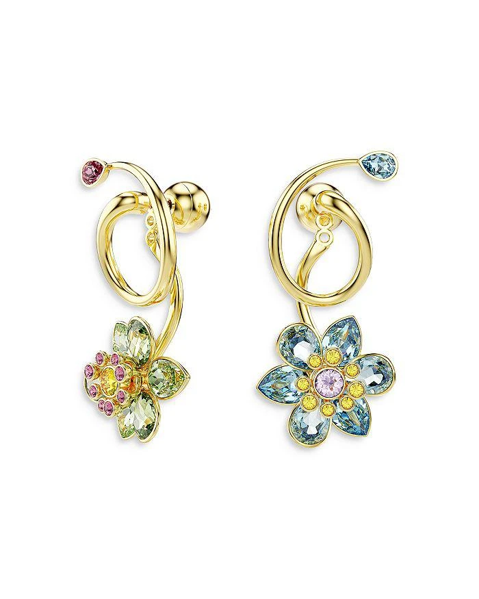 Swarovski Idyllia Crystal Flower Asymmetrical Drop Earrings