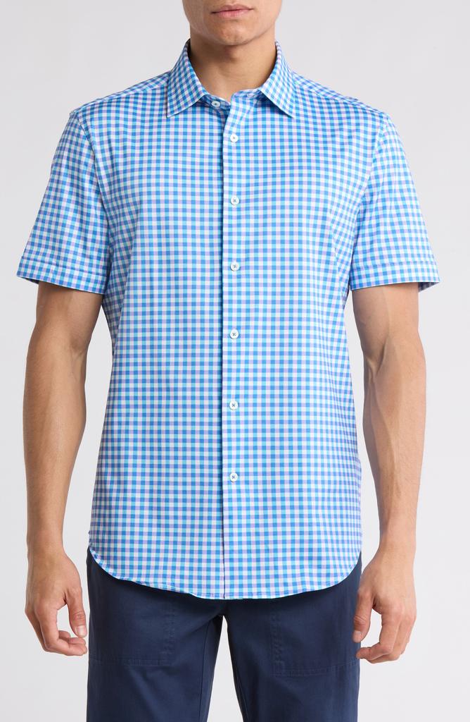 BUGATCHI Miles Gingham Short Sleeve Button Up Shirt
