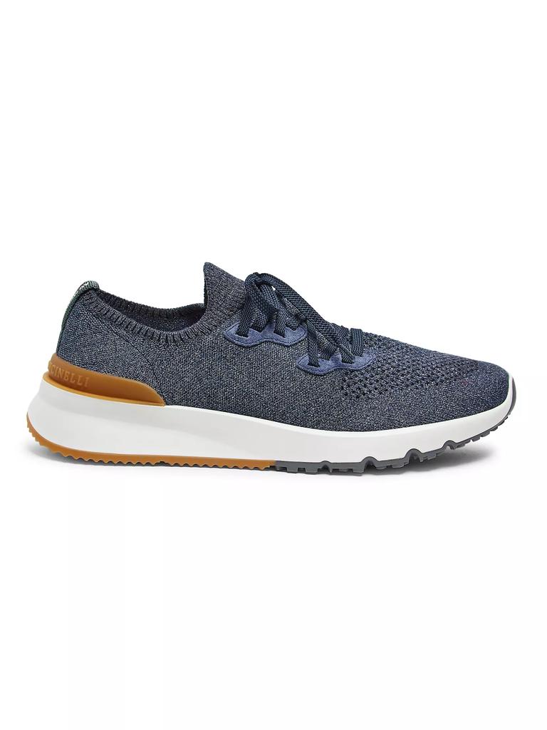 スニーカー BRUNELLO CUCINELLI BLUE SNEAKERS Brunello Cucinelli - Knit Sneaker in Blue and Brown
