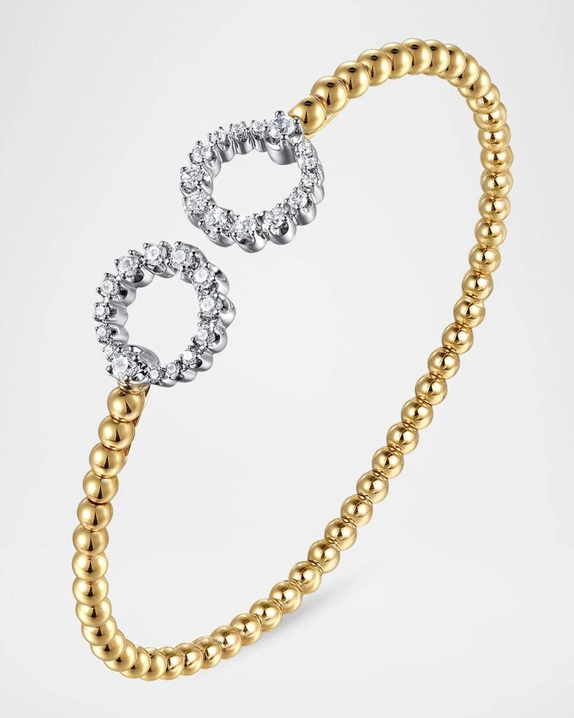 Gabriel 
Co 14K Yellow Gold Bujukan and Diamond Circle Open Bangle Bracelet 3