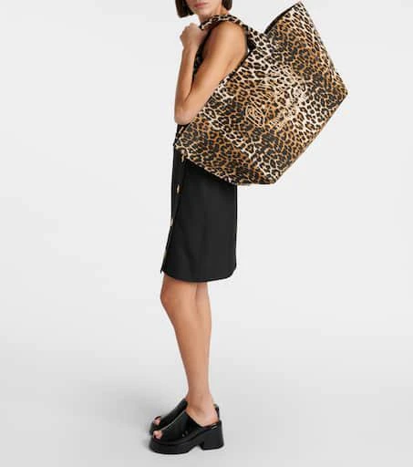 Ganni Leopard-print canvas tote bag 5