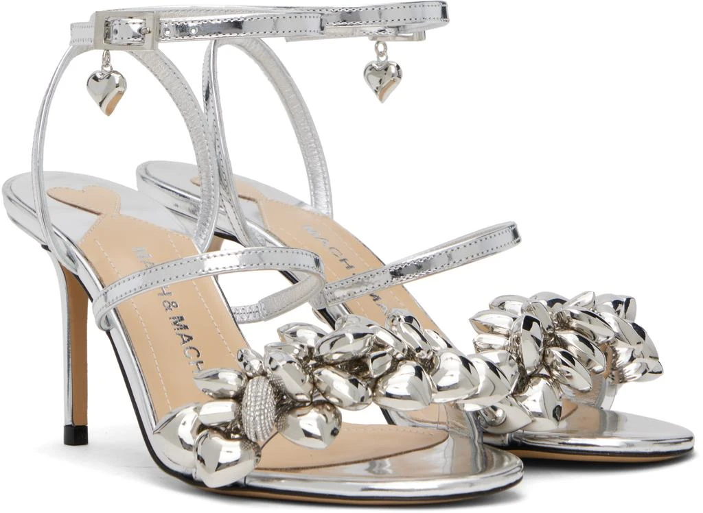 Mach 
Mach Silver Puffy Heart Mirror Leather Heeled Sandals 4