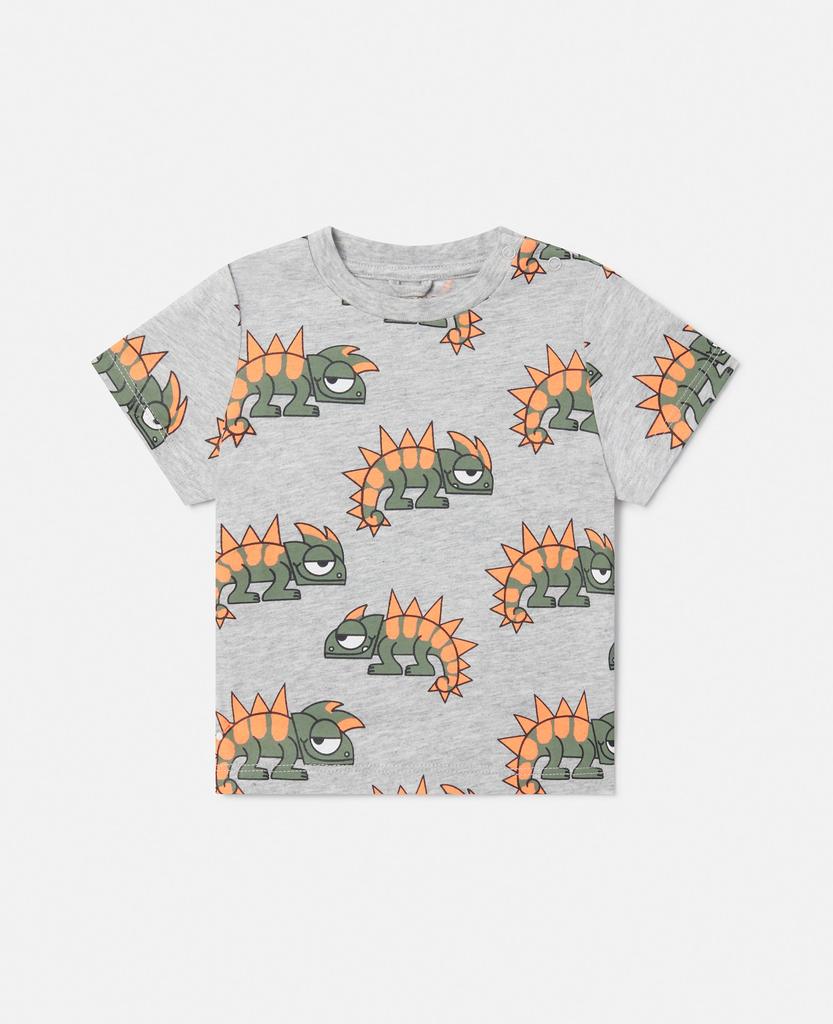 Stella McCartney Stella McCartney - Gecko Print T-Shirt, Grey Multicolour, Size: 9m