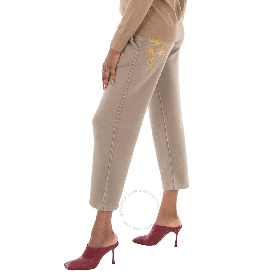 Burberry Rose Embroidered Drawstring Wool Trousers
