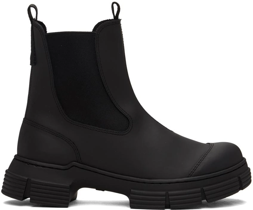 Ganni Black Recycled Rubber City Boots 1