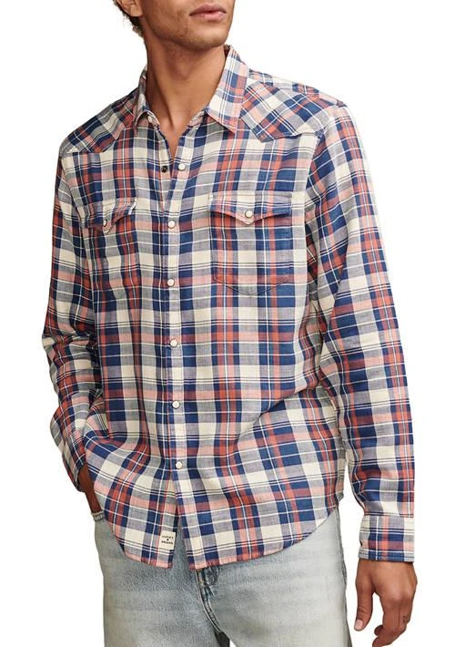 Lucky Brand Brand Plaid Indigo Western Shirt 1