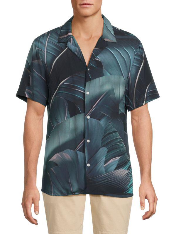Original Paperbacks Rio Leaf Print Camp Shirt