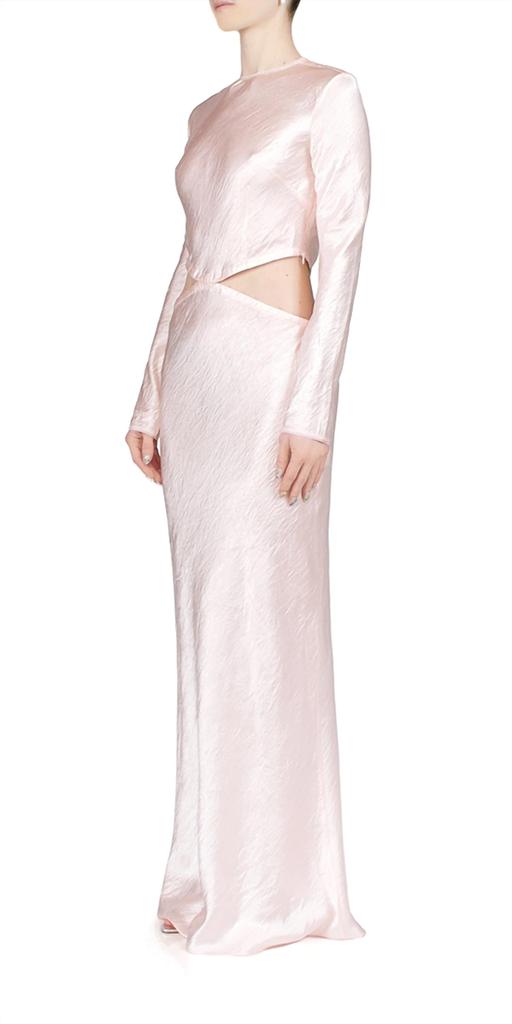 ANNA OCTOBER Martha Cutout Satin Maxi Dress In Pink