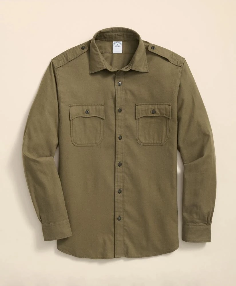 Brooks Brothers Cotton-Cashmere Flannel Military Sport Shirt