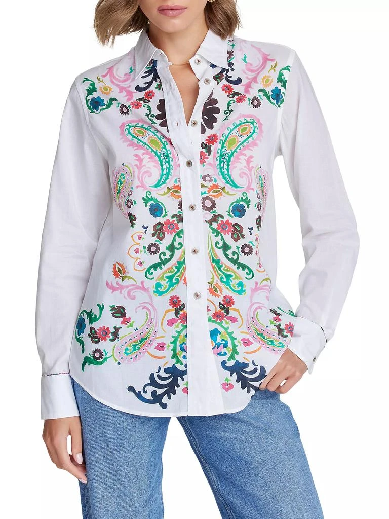 Robert Graham Carrie Floral Paisley Cotton Shirt 6