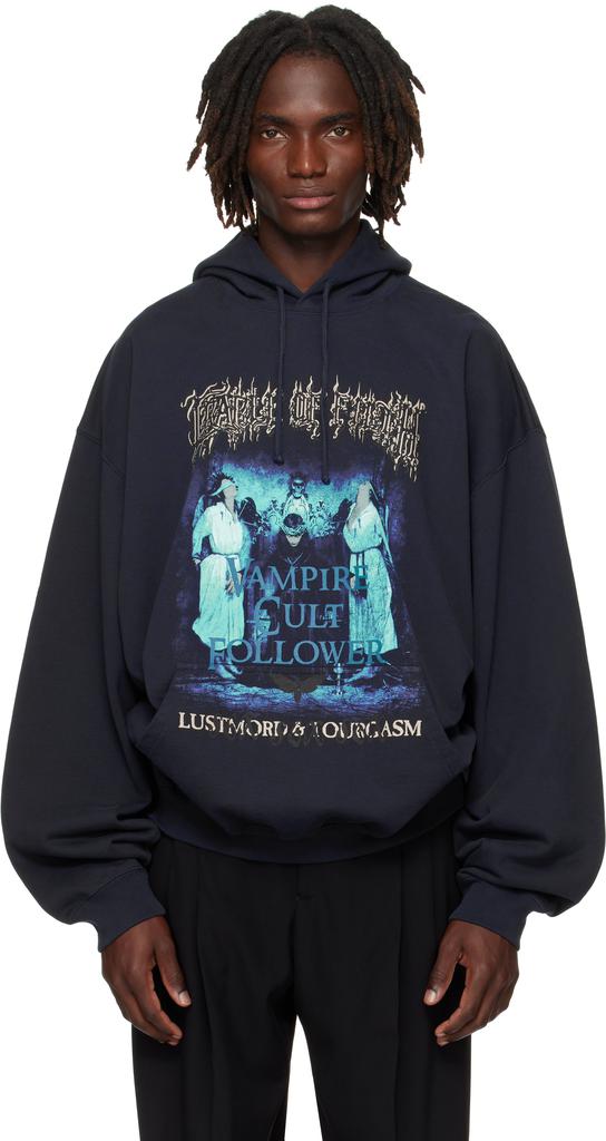 VTMNTS カレッジロゴ オーバーサイズ フーディー XL VETEMENTS Vetements Navy Cradle of Filth 'Vampire Cult' Oversized Hoodie