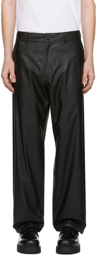 n.hoolywood Black Wide Faux-Leather Trousers 1