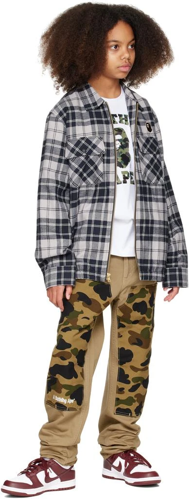 Bape Kids Gray Check Ape Head Patch Zip Jacket 4