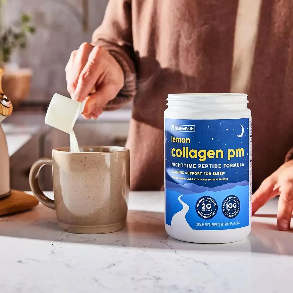 NativePath Collagen PM - Lemon Nighttime Collagen Peptides Powder with Magnesium, GABA, L-Theanine and Melatonin - 20 Servings 5