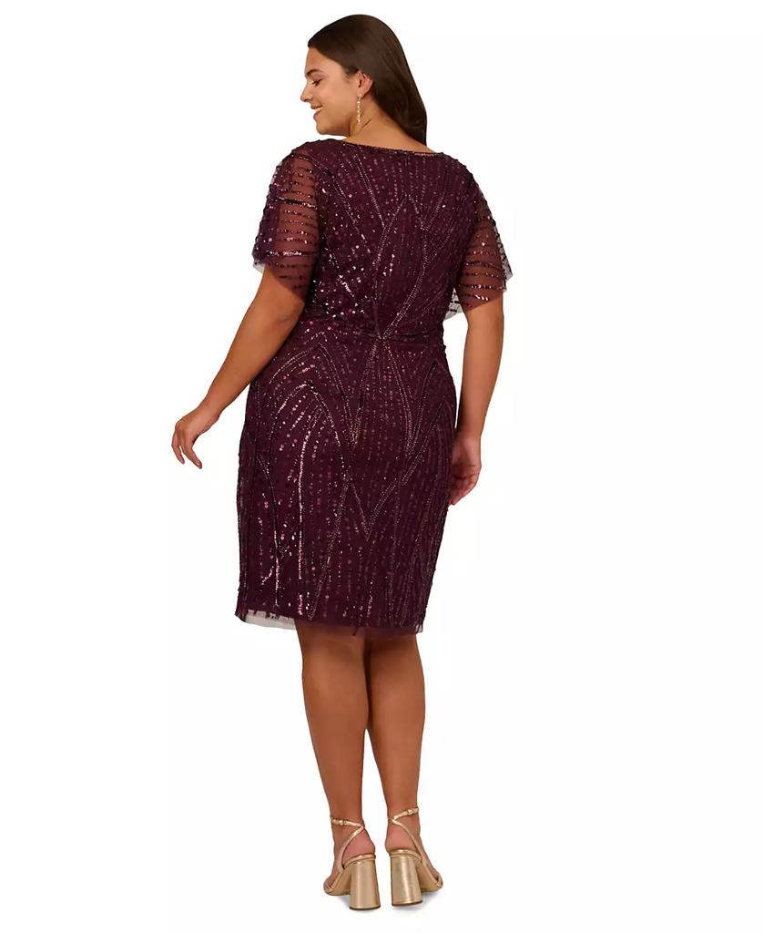 Adrianna Papell Plus Size Beaded Dolman-Sleeve Cocktail Dress