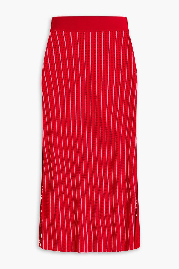 Solid & Striped Striped ribbed pointelle-knit midi skirt