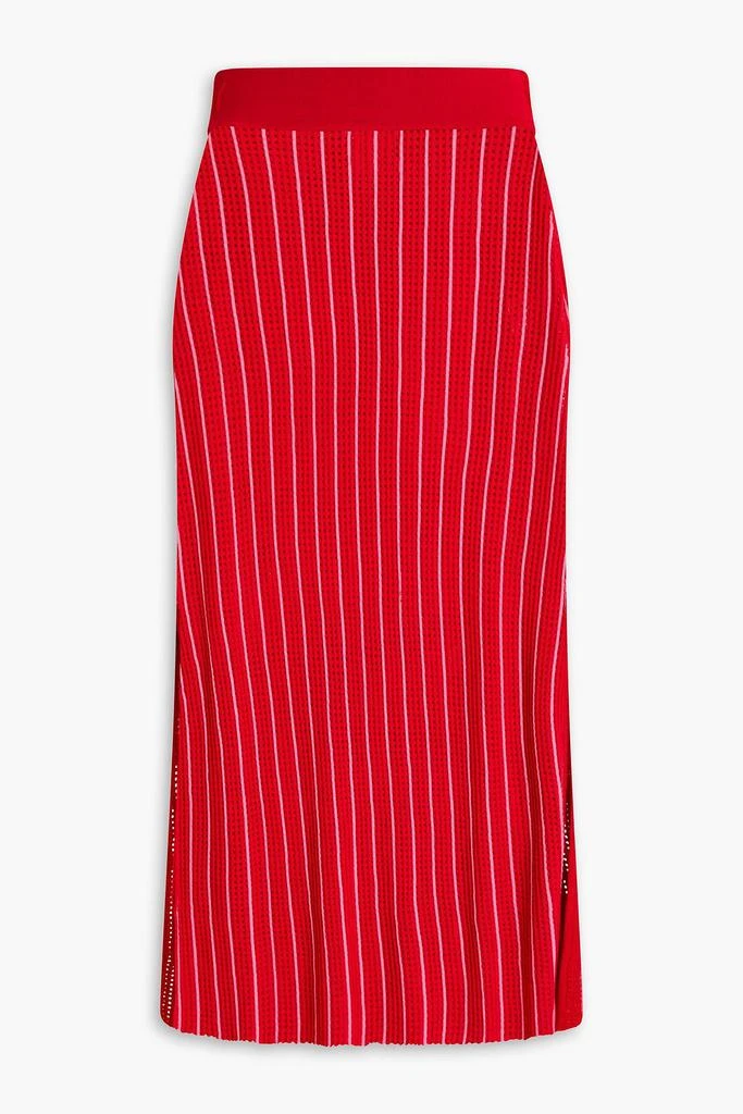 Solid & Striped Striped ribbed pointelle-knit midi skirt 1