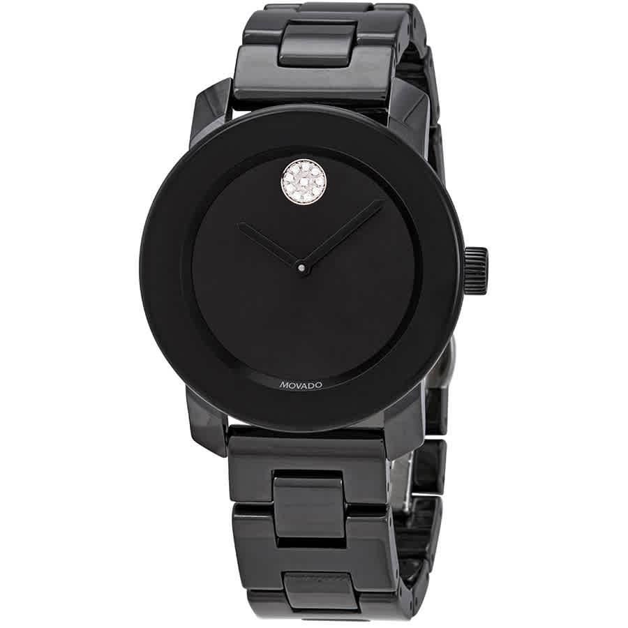 Movado Bold Black Dial Black Ceramic Ladies Watch 3600535