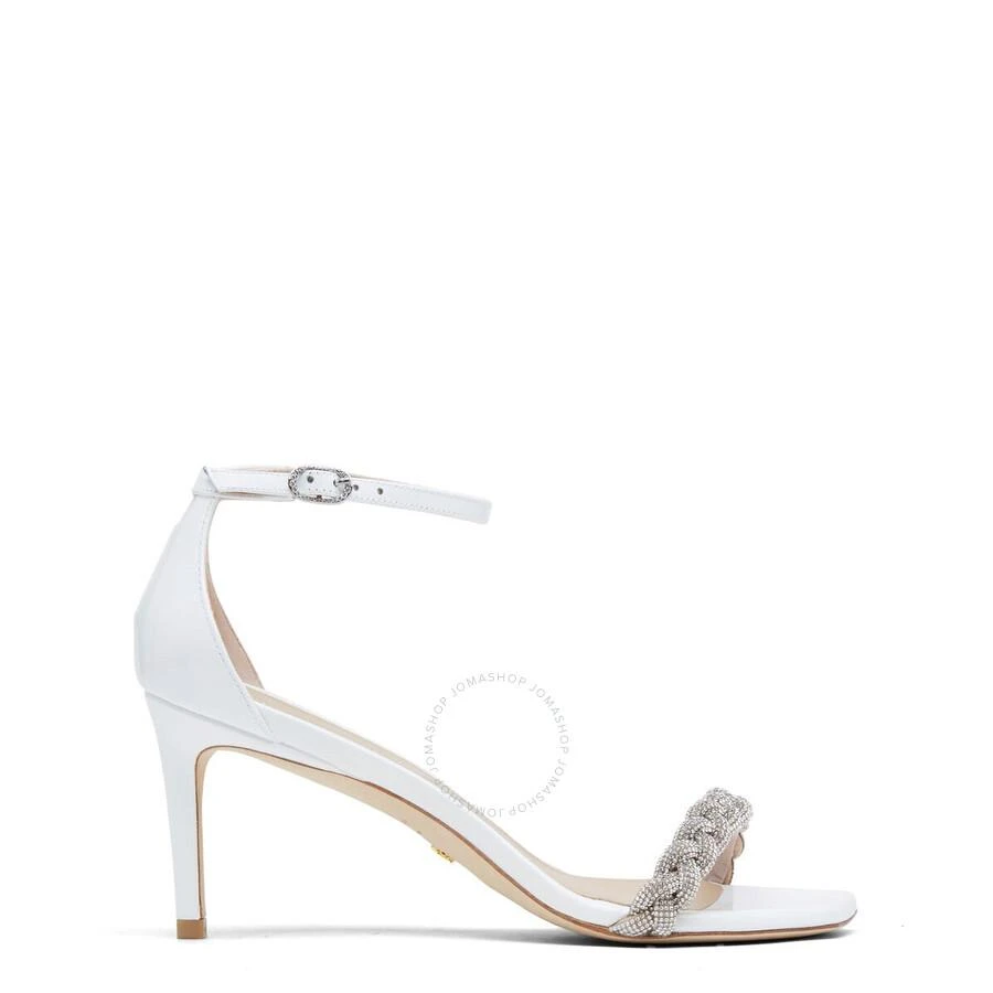 Stuart Weitzman Ladies White Nudistcurve 75 Highshine Sandals 1