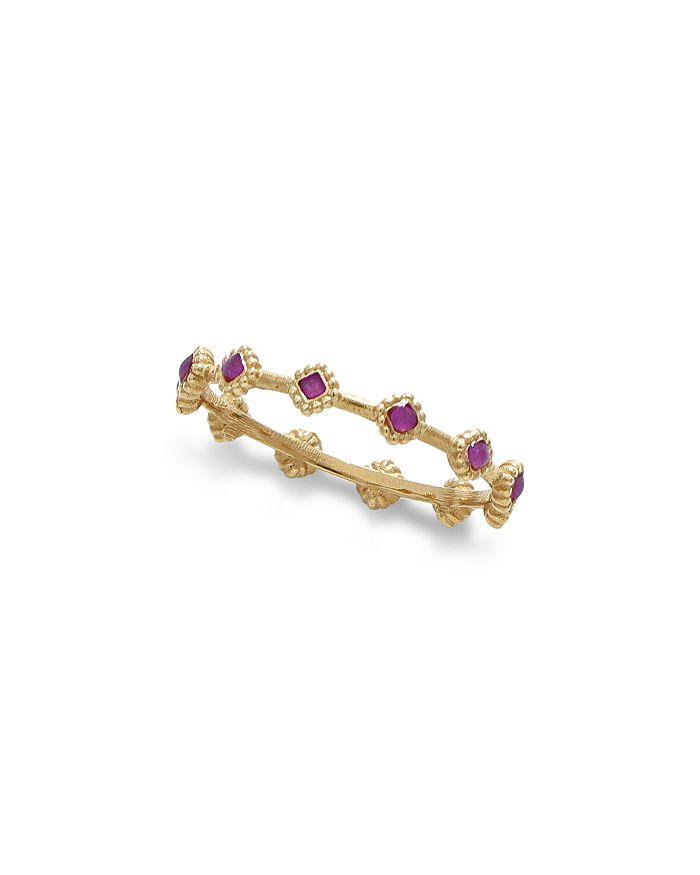 Moon & Meadow 14K Yellow Gold Purple Enamel Beaded Station Band