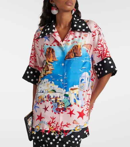 Dolce 
Gabbana Capri printed silk satin shirt 5