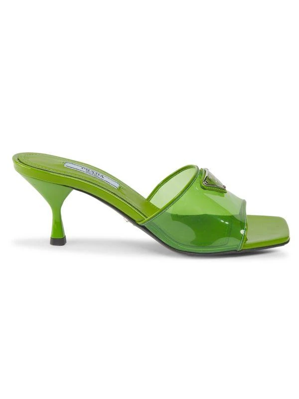 Prada 65MM Logo Leather Kitten Heel Mules 1