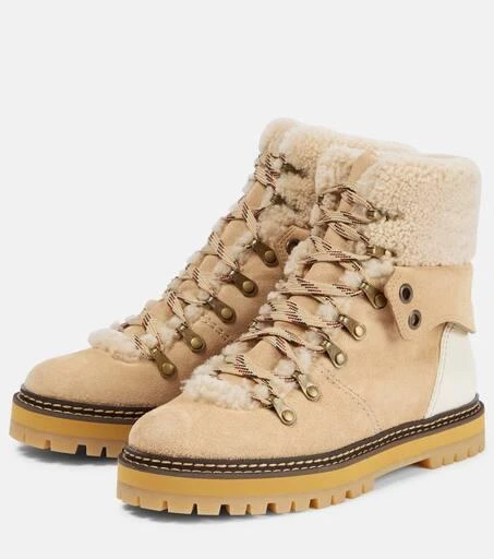 See by Chloé Eileen shearling-lined suede hiking boots 5