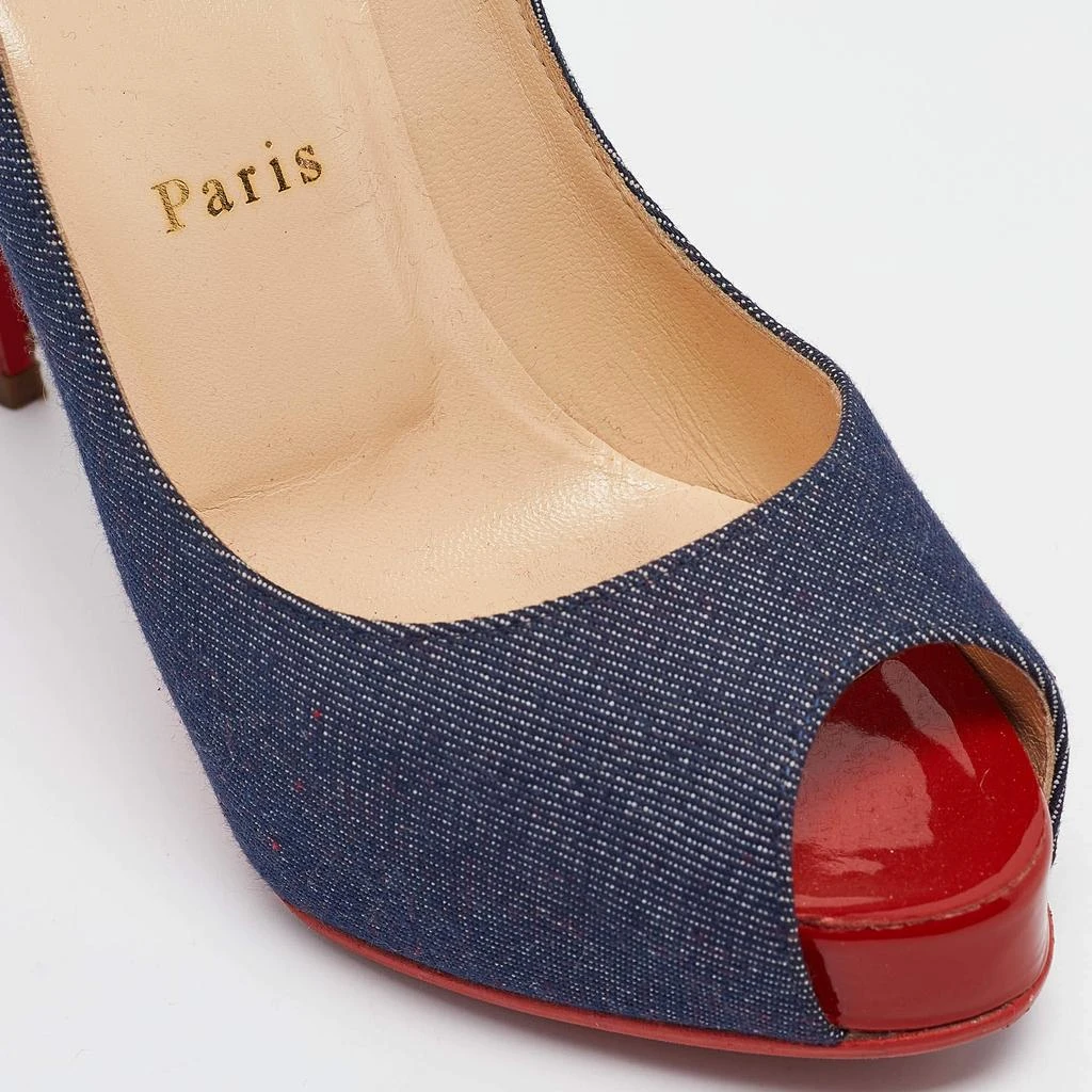 Christian Louboutin Christian Louboutin Navy Blue Denim Very Prive Peep Toe Pumps Size 35.5 7
