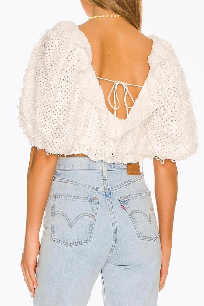 For Love & Lemons Cassie Eyelet Crop Top In White 3