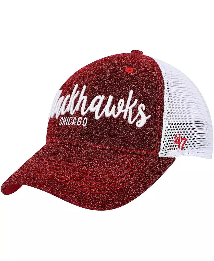 47 Brand Women's Red, White Chicago Blackhawks Encore MVP Trucker Snapback Hat 1