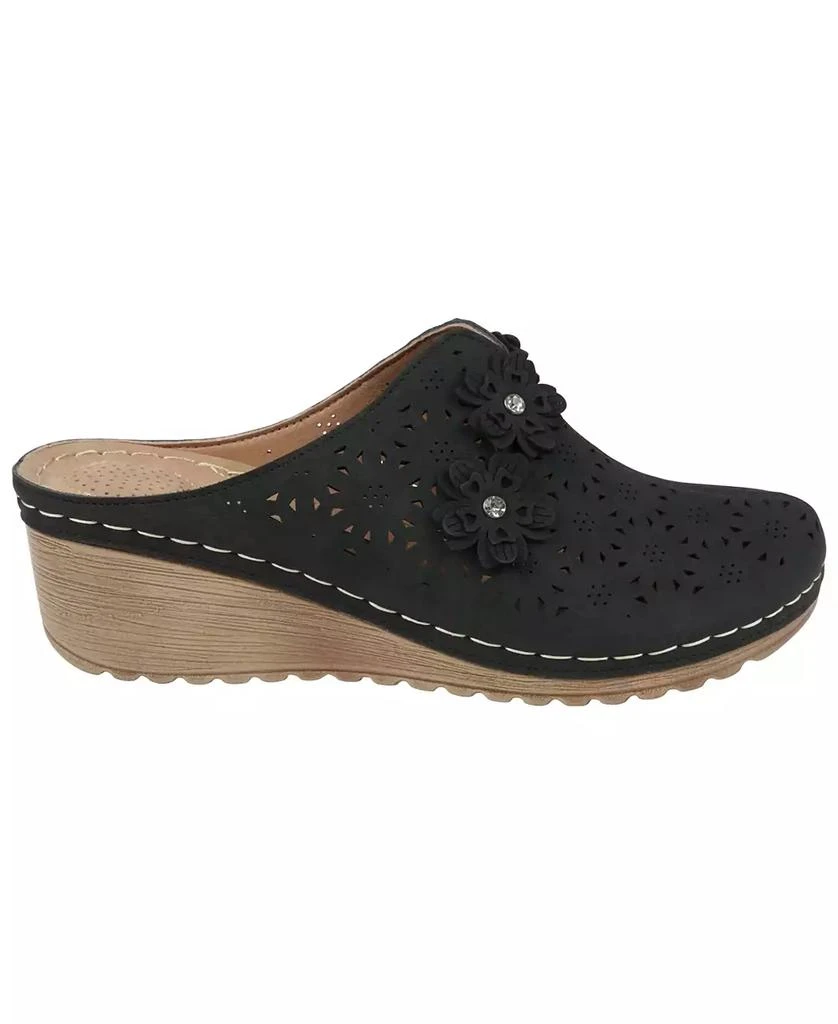 GC Shoes Women's Krista Perforated Flower Wedge Mules 2