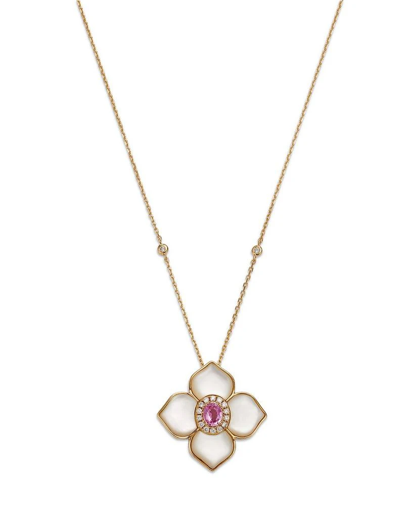 Bloomingdale
s Fine Collection Pink Sapphire
Mother of Pearl Flower Pendant Necklace in 14K Yellow Gold, 18" 1