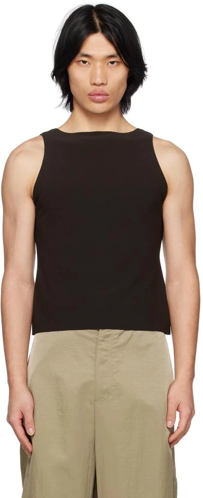 Birrot Brown Boat Neck Tank Top 1