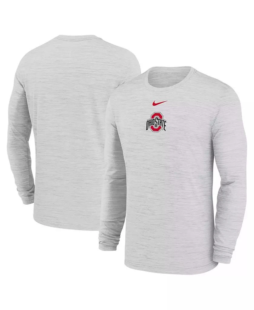 NIKE Men's White Ohio State Buckeyes 2025 Sideline Velocity Performance Long Sleeve T-Shirt 1