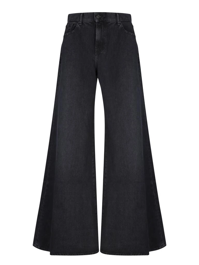 7 For All Mankind Willow Wide Leg Black Jeans 1