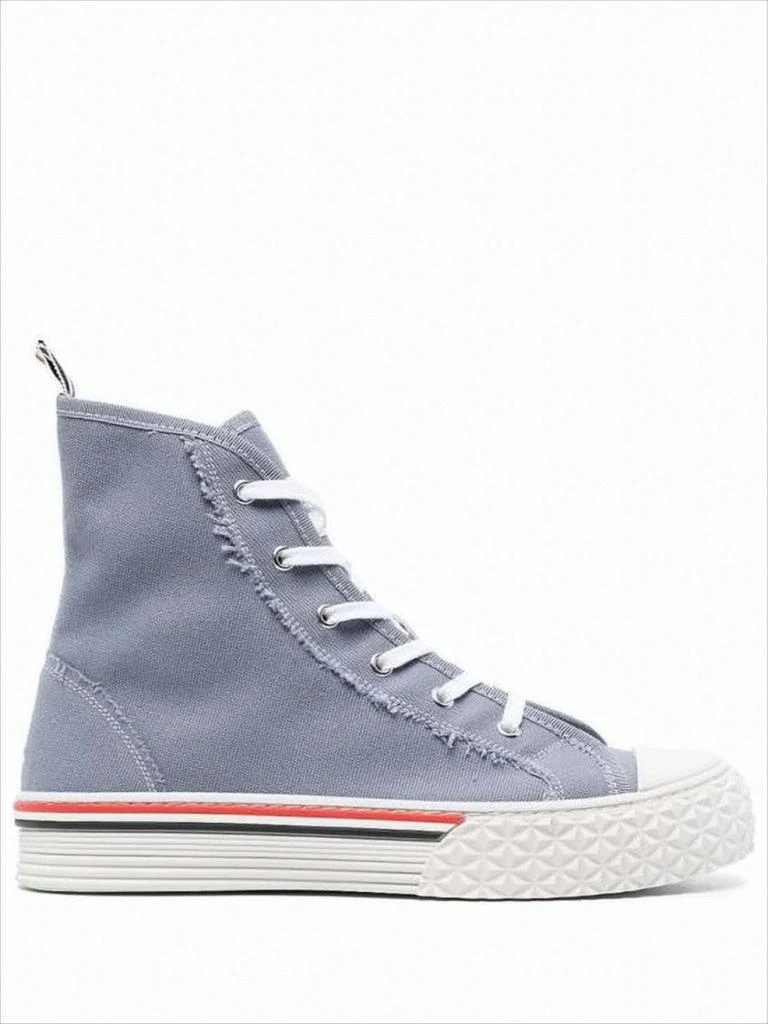 Thom Browne High-Top Sneakers with Textured Rubber Sole and Signature Stripes